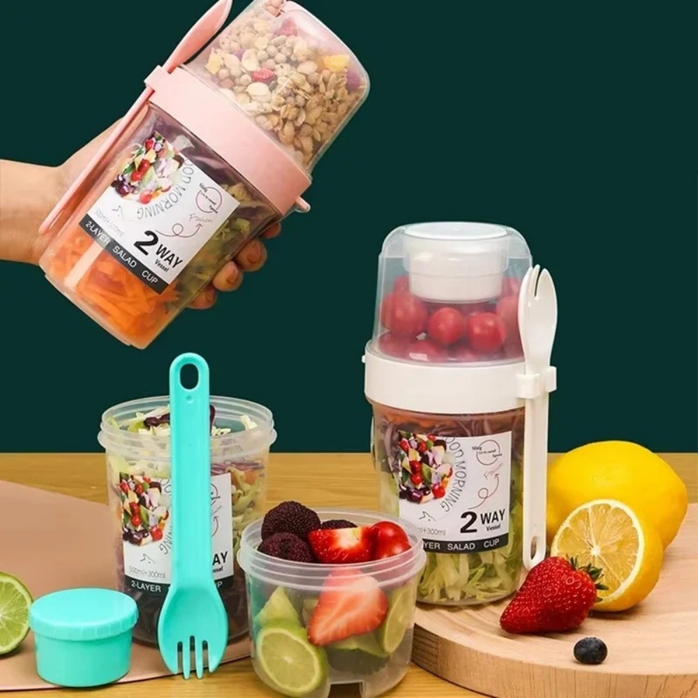 Snack Container Travel - Taza de ensalada portátil, taza de