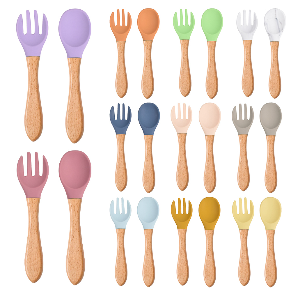 Baby Food Utensil - 2 unids/set de tenedor cuchara de